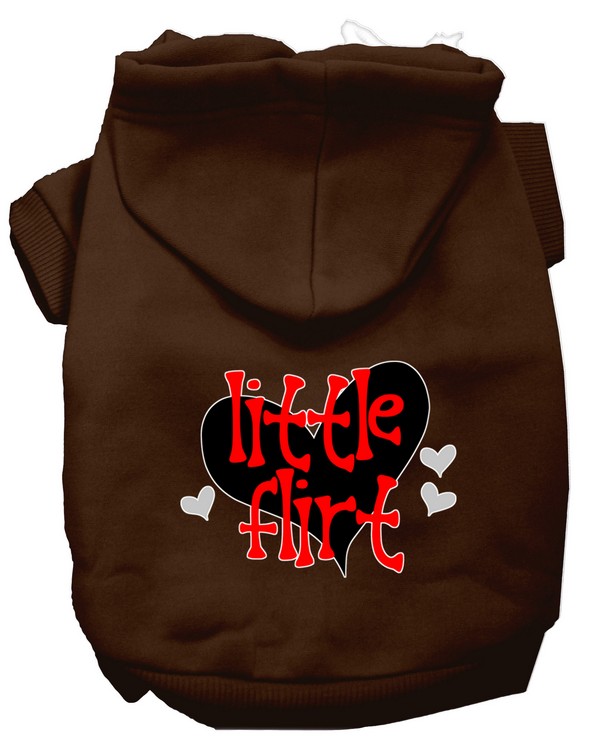 Little Flirt Screen Print Dog Hoodie Brown XS